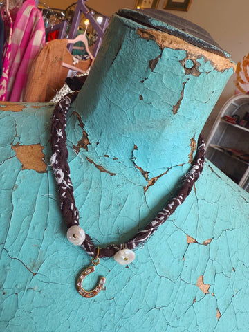 Brown Horseshoe Bandana Necklaces by Lady the Brand