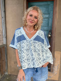 Denim Bloom Boho Top