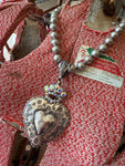 Heart AB Crystal Crown Necklace on Navajo Pearls