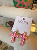 WAFA Pink Grace Crystal Cross Earrings