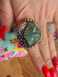 Tibetan Feather Frame Turquoise Ring