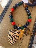 Moody Wild Zebra Heart Necklace by Jennifer Thames