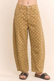 High-Waist Polka Dot Barrel Pants: Black / S-M-L(2-2-2)