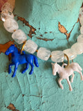 Wild Horse Bubble Necklace by Jennifer Thames Originals - White R/W/B