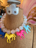 Wild Horse Bubble Necklace by Jennifer Thames Originals -Iridescent/5 horses