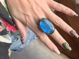 Electric Moon Labradorite Statement Ring