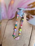 Funky Luxe Necklace by SBC - Light Pink/Yellow Dice