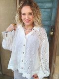 Whisper Eyelet Lace Button-Down Blouse