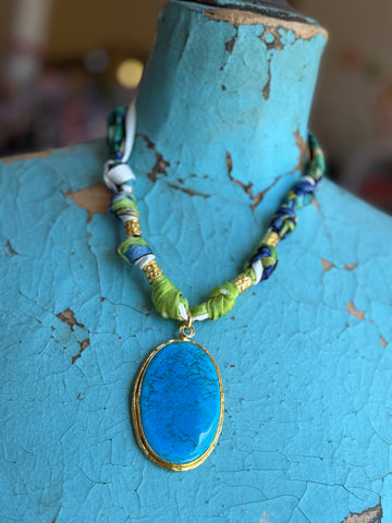 Turquoise Statement Scarf Necklace - Jennifer Thames Originals