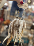 Brown Triple Star Feather Earrings by A Rare Bird