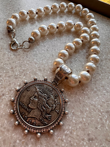 Liberty Coin Pearl Necklace