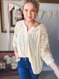 Cream Crochet Sleeve Top