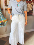 Mineral Washed Wide Leg Pants - Chambray