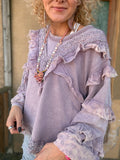 Powder Lavender Lace Ruffle Top