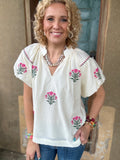 Blushing Garden Embroidered Top