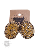 806 Medium oval earring with crystals: Black