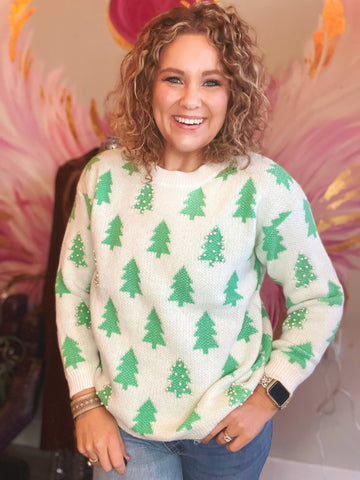 Pearl Christmas Trees Sweater