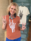 Peace Out Skeleton Graphic Tee - Yam/White