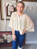 Cream Crochet Sleeve Top