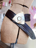 Handcrafted Leather Belt -  Brown with triangular buckle