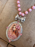 Butterfly Belle Silver Bow Portrait Necklace