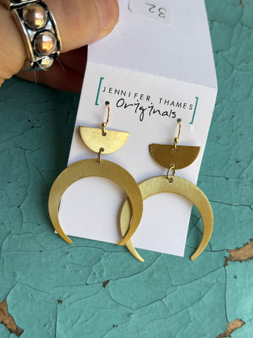 Golden Crescent Drop Earrings - Jennifer Thames Originals