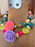 Rosette Riot Hand-Beaded Necklace