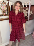 Wine Dotted Maxi Dress