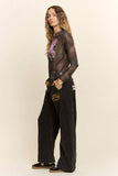 Camo Peace Floral Sheer Mesh Top