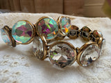 Chunky Round Crystal Stretch Bracelet - Gold or Silver/Clear or AB