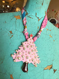 Pink Pearl Christmas Tree Scarf Necklace