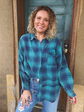 Turquoise Waters Wanderlight Plaid Overshirt