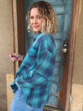 Turquoise Waters Wanderlight Plaid Overshirt