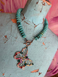 Crystal Butterfly Turquoise Necklace