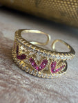 "Pink Hearts" Bling Ring: Adjustable Ring by JTO