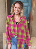 Strawberry Matcha Wanderlight Plaid Overshirt