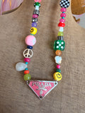 Funky Luxe Necklace by SBC - Dk Pink/Green Dice