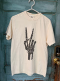 Peace Out Skeleton Graphic Tee - Cream/Black