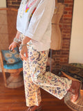 Khaki Blooms Stretch Pants