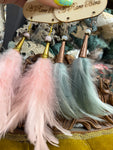Pink or Blue Feather Earrings by A Rare Bird