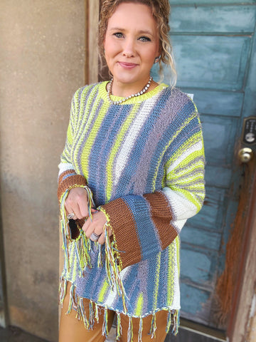 ✨ Meadow Mosaic Fringe Sweater