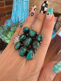 Turquoise 9 Stone Tibetan Ring