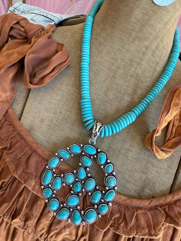 Turquoise Howlite Peace Statement Necklace