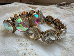Chunky Round Crystal Stretch Bracelet - Gold or Silver/Clear or AB