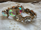 Chunky Round Crystal Stretch Bracelet - Gold or Silver/Clear or AB