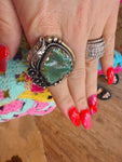 Tibetan Feather Frame Turquoise Ring