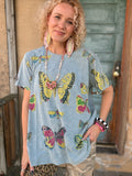 Wings & Wildflowers Tee - Blue Slate