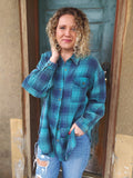 Turquoise Waters Wanderlight Plaid Overshirt
