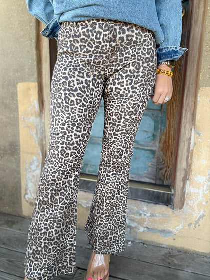 Leopard Mid Rise Flare
