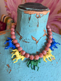 Wild Horse Necklace - Taupe/blue yellow green